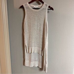 White + Warren | S | tan loose knit high low tunic top ribbed shell top